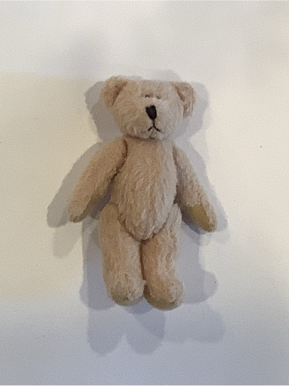 Vintage Cream Plush Teddy Bear 3 Inchs Black Eyes Sewn Nose and Mouth Kids Toy